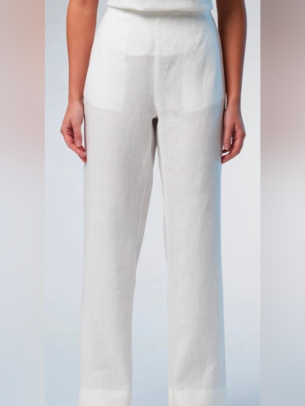 Eskandar 100% Linen Elastic Waist Cropped Lantern Jogger Pants White Size 1 - Picture 4 of 12
